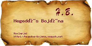 Hegedűs Bojána névjegykártya